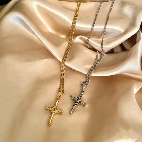 Rosary Cross Faith Necklace Gold Silver - Picture 9 of 11